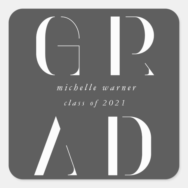 Cuadrada pegatina cuadrado elegante y moderno de graduación (Anverso)