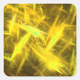 Cuadrada pegatina cuadrado fractal amarillo anaranjado