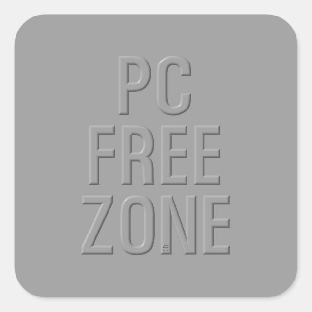 Cuadrada PEGATINA cuadrado gris de zona libre de PC (Anverso)