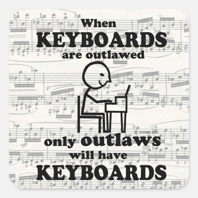 Cuadrada Pegatina cuadrado ilegal de teclados (Anverso)