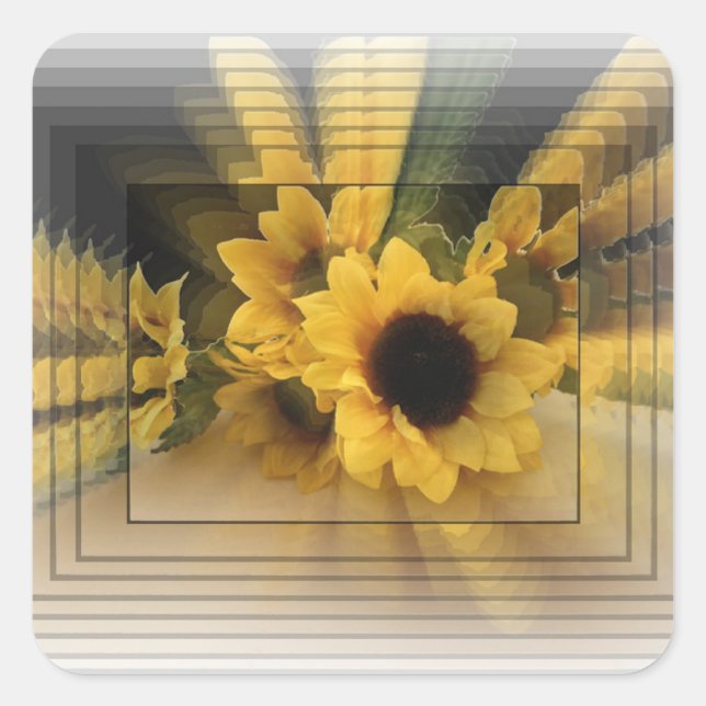 Cuadrada Pegatina cuadrado infinito de girasol (Anverso)