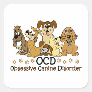 Cuadrada Pegatina cuadrado obsesivo canino de OCD