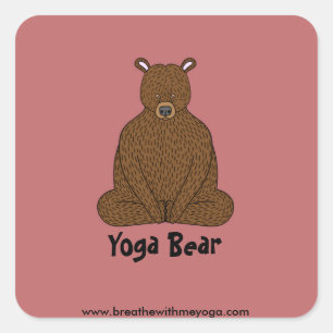 Cuadrada pegatina cuadrado "Oso de yoga"
