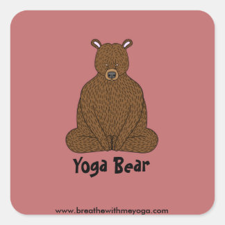 Cuadrada pegatina cuadrado "Oso de yoga"