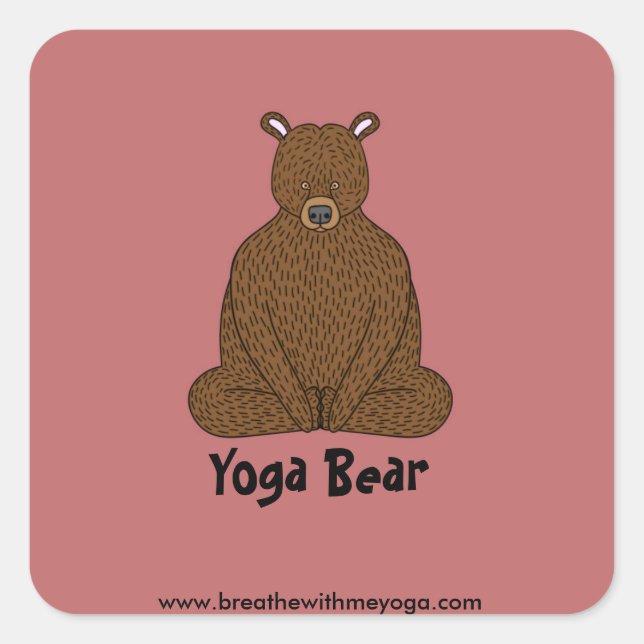 Cuadrada pegatina cuadrado "Oso de yoga" (Anverso)