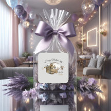 Pegatina cuadrado personalizado de la madre y los 