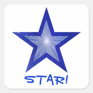 Cuadrada Pegatina cuadrado 'STAR!' de la Estrella Azul Oscu
