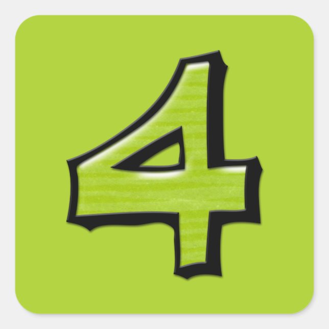 Cuadrada Pegatina cuadrado verde número 4 (Anverso)