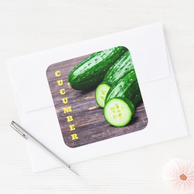 Cuadrada Pegatina Cucumber Square (Sobre)