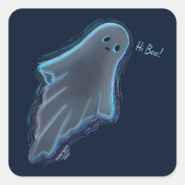 Cuadrada Pegatina Cute Ghost KiniArt Square