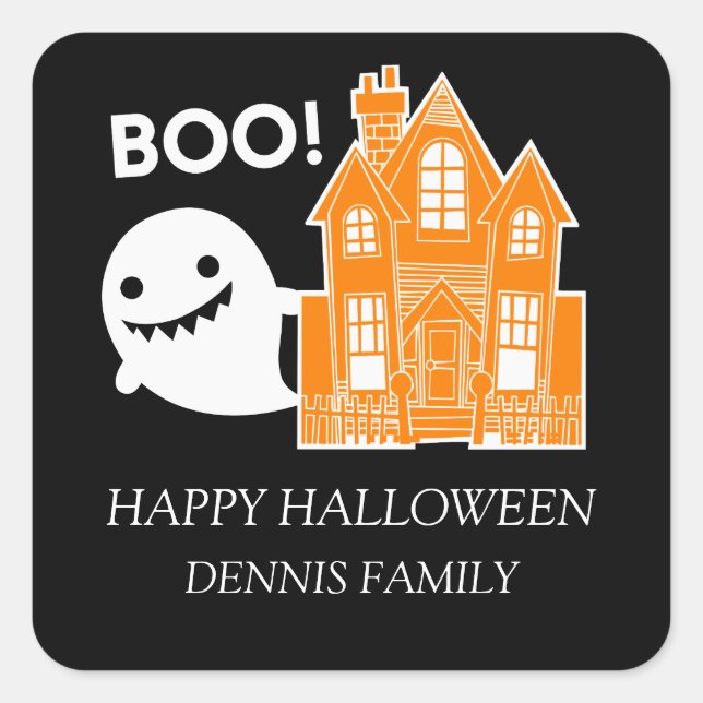 Cuadrada Pegatina Cute Halloween (Anverso)