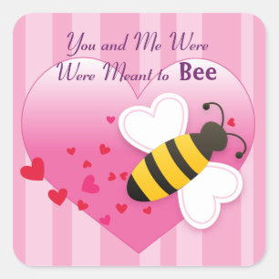Cuadrada Pegatina Cute Honey Bee Love