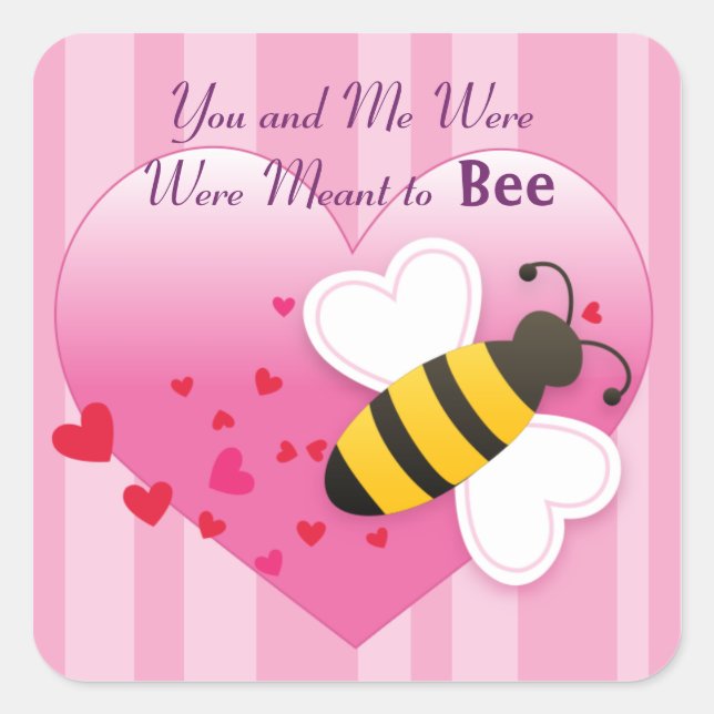 Cuadrada Pegatina Cute Honey Bee Love (Anverso)