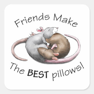 Cuadrada Pegatina Cute Rat