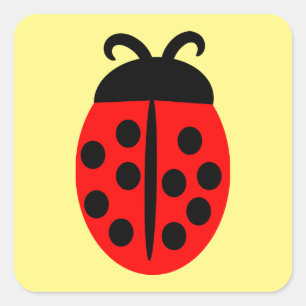 Cuadrada Pegatina Cute Red Ladybug