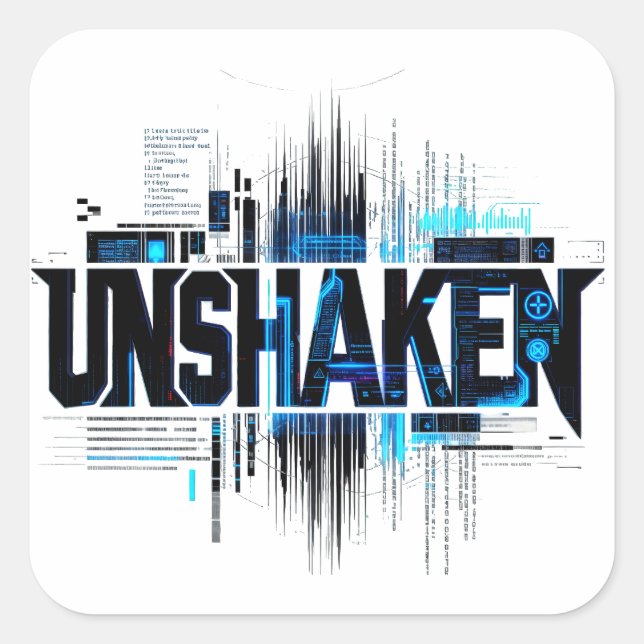 Cuadrada Pegatina Cyberpunk 'INQUEBRANTABLE' (Anverso)