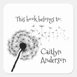 Cuadrada Pegatina Dandelion Bookplate