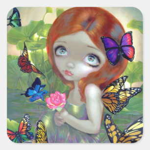 Cuadrada pegatina "Daydream and Frogs"