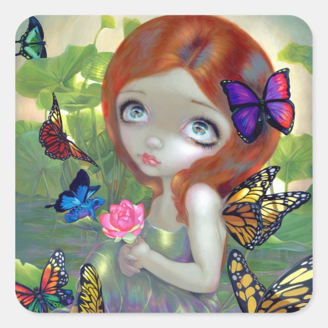 Cuadrada pegatina "Daydream and Frogs" (Anverso)