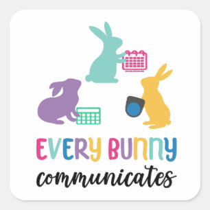 Cuadrada Pegatina de AAC Easter para concientización de AAC