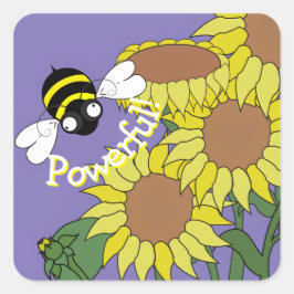 Cuadrada Pegatina de Abeja Poderosa