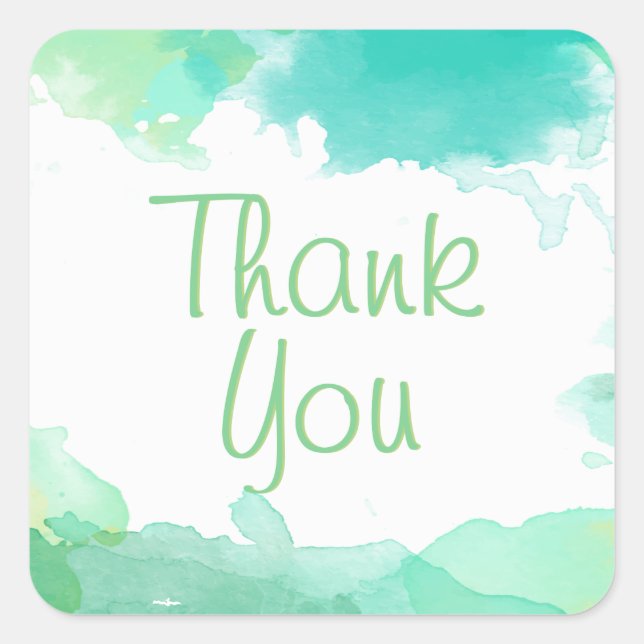 Cuadrada Pegatina de acuarela verde (Anverso)