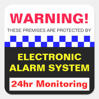 Cuadrada Pegatina de advertencia de alarma