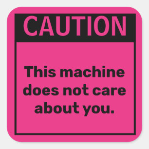 Cuadrada Pegatina de advertencia de parodia con precaución 