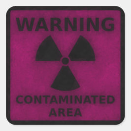 Cuadrada Pegatina de advertencia de radiación rosa
