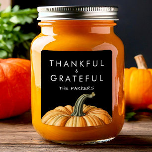 Cuadrada Pegatina de agradecido y agradecido con calabaza