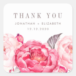 Cuadrada Pegatina de Agradecimiento a favor de la boda de c