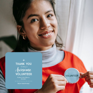 Cuadrada Pegatina de agradecimiento al voluntario editable