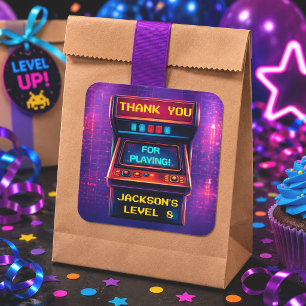 Cuadrada Pegatina de agradecimiento de cumpleaños Retro Arc