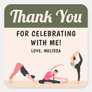 Cuadrada Pegatina de agradecimiento de estudio de yoga limp