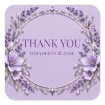 Pegatina de agradecimiento floral lavanda pastel e