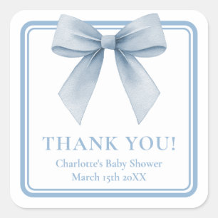 Cuadrada Pegatina de agradecimiento para baby shower con la