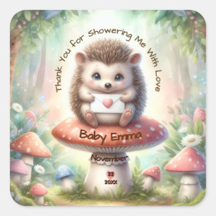 Cuadrada Pegatina de agradecimiento para baby shower de bos