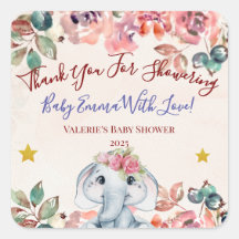 Pegatina de agradecimiento para baby shower de ele