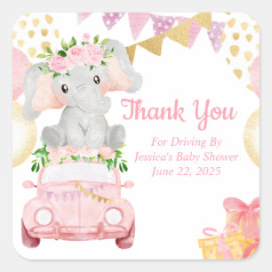 Cuadrada Pegatina de agradecimiento para baby shower de Ele