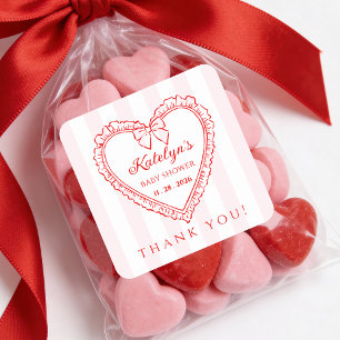 Cuadrada Pegatina de agradecimiento para baby shower Little
