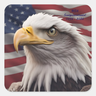 Cuadrada Pegatina de águila americana