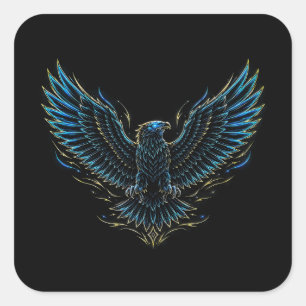 Cuadrada Pegatina de águila neon cyberpunk