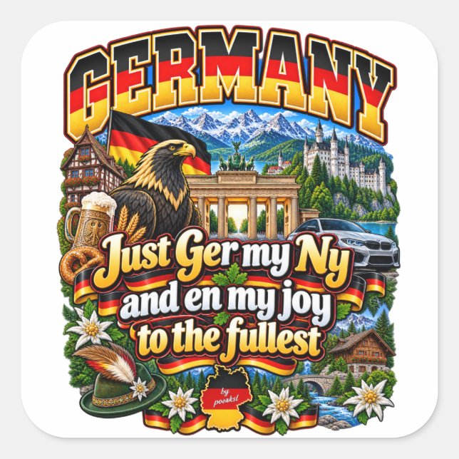 Cuadrada Pegatina de Alemania (Anverso)