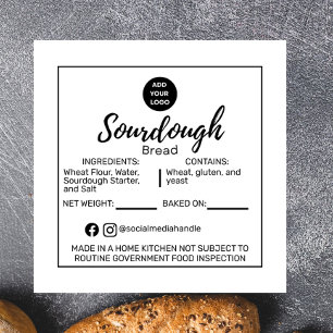 Cuadrada Pegatina de alérgeno para panadería de pan de masa