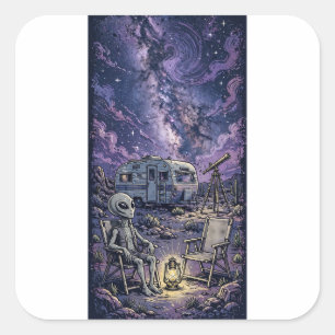 Cuadrada Pegatina de Alien Estargazador