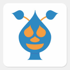 Cuadrada Pegatina de Alien Feliz