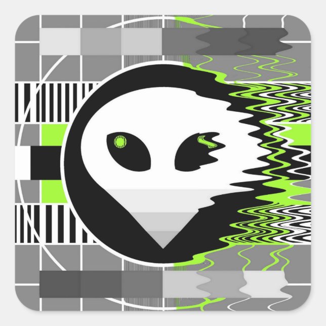 Cuadrada Pegatina de Alien TV (Anverso)