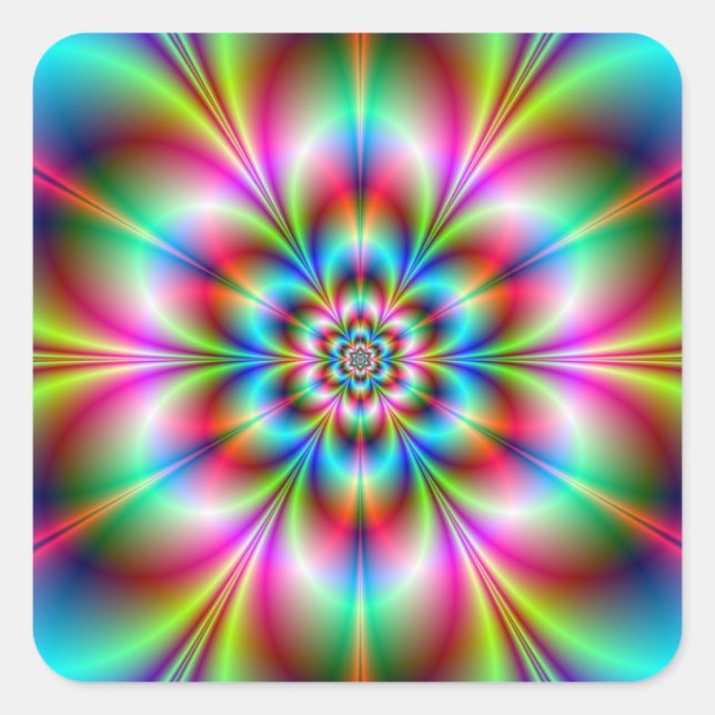 Cuadrada Pegatina de alimentación de flores (Anverso)