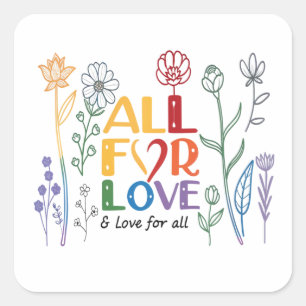 Cuadrada Pegatina de All For Love Square