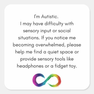 Cuadrada Pegatina de alojamiento autista